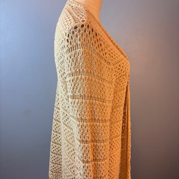 Crystal Kobe Crochet Boho Open Front Fringe Mesh Cardigan Sweater XL - Picture 6 of 8